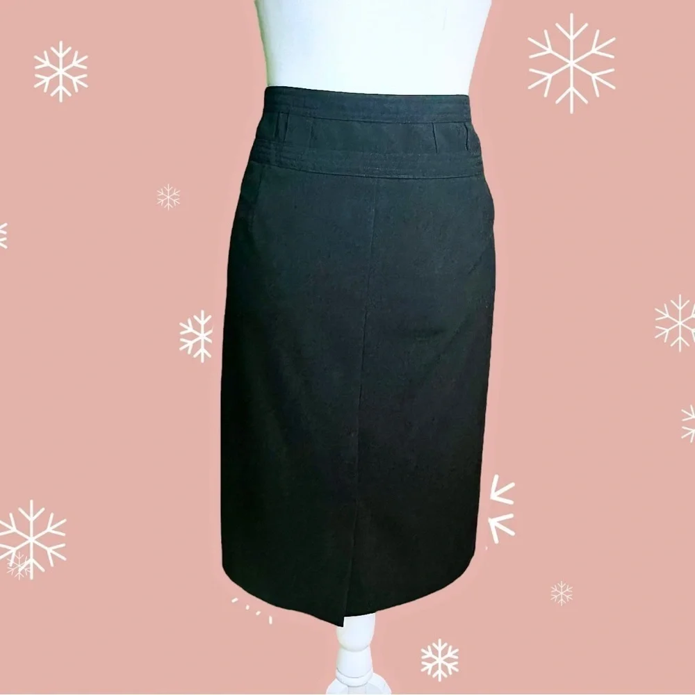 Sandro Sportswear Black Midi Pencil Skirt With Zip Fly & Belt Loops Size 12